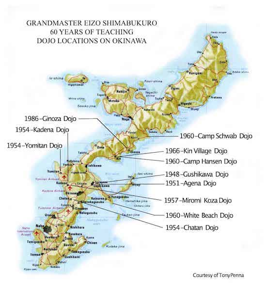 Okinawa Dojo Map